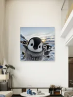 Bebe Pingvini Sneg Slike na metalu Poster na aluminijumu