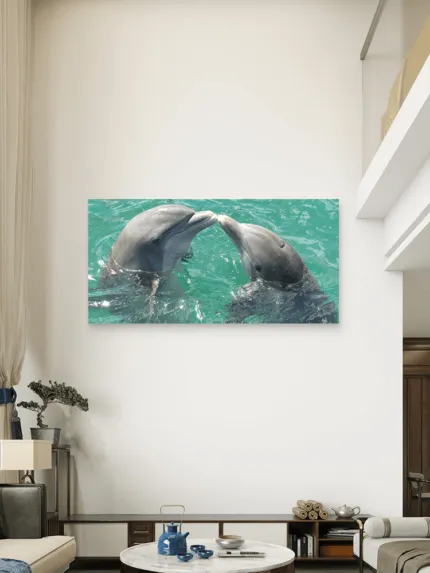 Delfini More Okean Slike na metalu Poster na aluminijumu