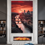 Firenca Zalazak Sunca More Mostovi Slike na metalu Poster na aluminijumu