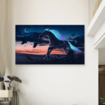 Konj sa zalaskom sunca Poljana Slike na metalu Poster na aluminijumu