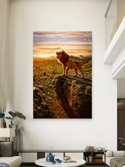 Lav Priroda Zalazak Slike na metalu Poster na aluminijumu
