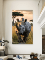 Nosorog Priroda Zalazak sunca Slike na metalu Poster na aluminijumu