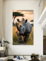 Nosorog Priroda Zalazak sunca Slike na metalu Poster na aluminijumu