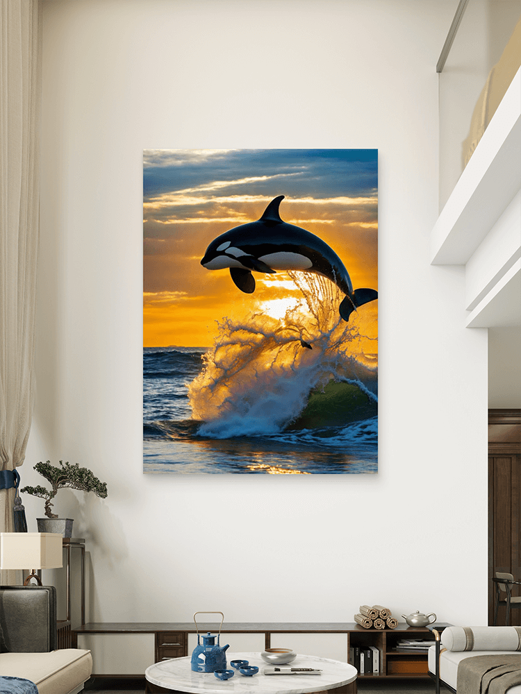 Orka-Okean Orka Okean Talas Zalazak sunca Slike na metalu Poster na aluminijumu