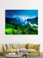 Švajcarska dolina Brda Selo Šume Slike na metalu Poster na aluminijumu