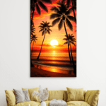 Plaža Zalazak Sunca Palme More Okean Slike na metalu Poster na aluminijumu