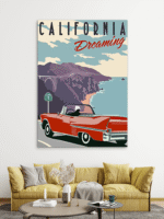 Vintage California Dreaming Okean Slike na metalu Poster na aluminijumu