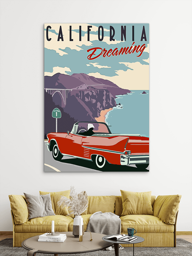 Vintage-California-Dreaming Vintage California Dreaming Okean Slike na metalu Poster na aluminijumu