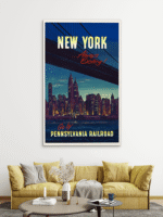 Vintage New York - 2 Noć Most Slike na metalu Poster na aluminijumu