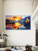 Apstraktna slika - zalazak sunca Umetnost Slike na metalu Poster na aluminijumu